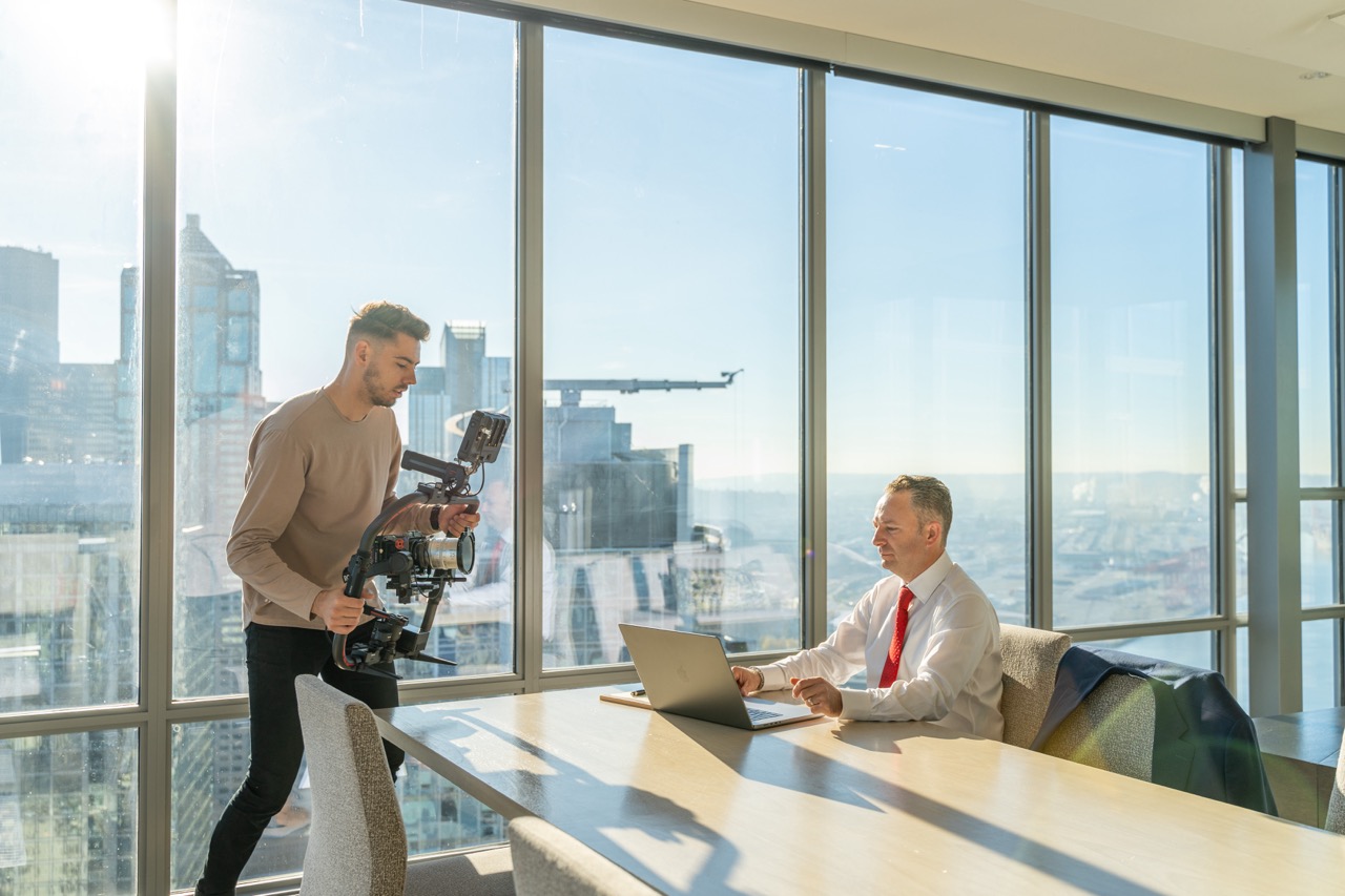 A businessman was filmed by a video production company